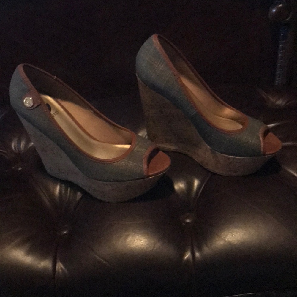 Guess denim wedge sandals